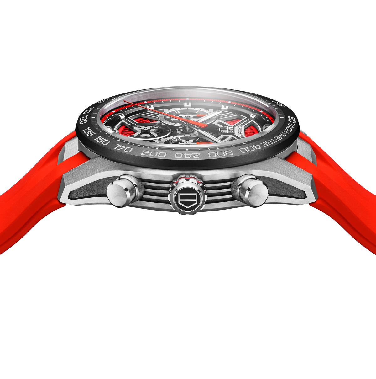 TGHR Carrera Chronograph Extreme Sport Watch with Orange Rubber Strap
