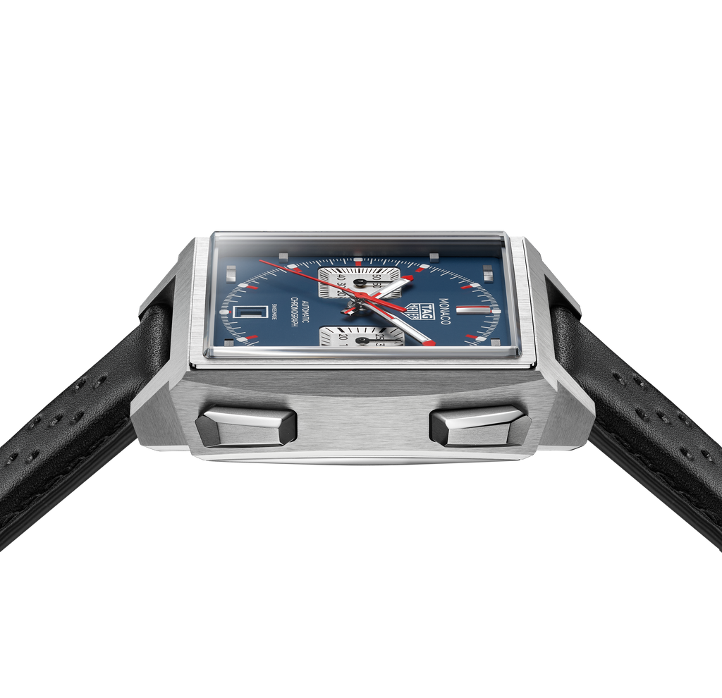 TGHR Monaco Chronograph Watch with Blue Opalin Dial