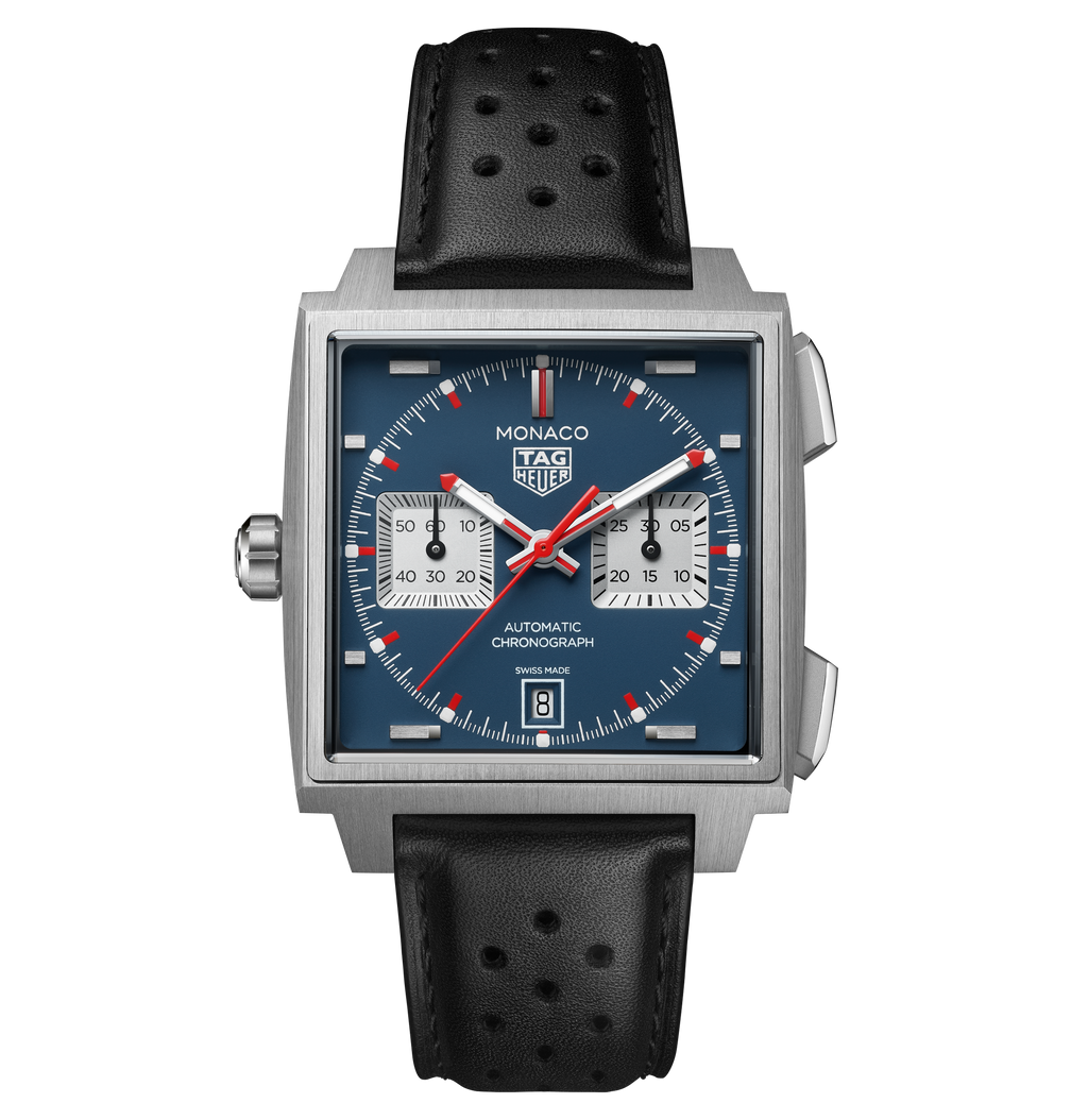 TGHR Monaco Chronograph Watch with Blue Opalin Dial