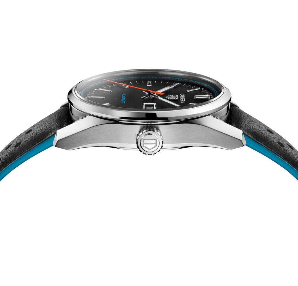 TGHR Carrera Day-Date Watch with Black Leather Strap