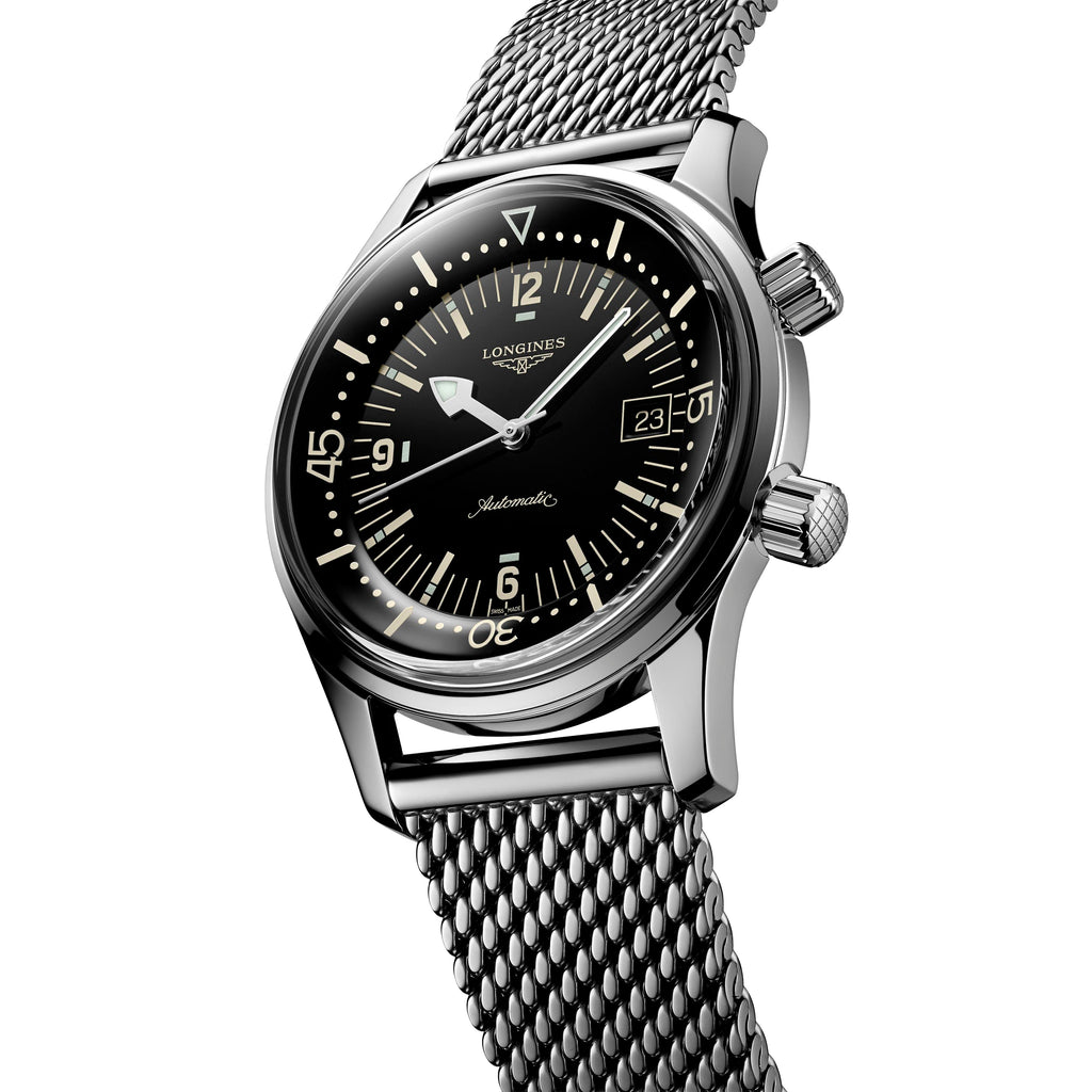 LNGS Heritage Legend Collection Diver 42mm Black Dial Mesh Bracelet Gent's Watch