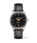 LNGS Flagship Heritage Collection 38mm Automatic Black Dial Gent's Watch with Alligator Strap