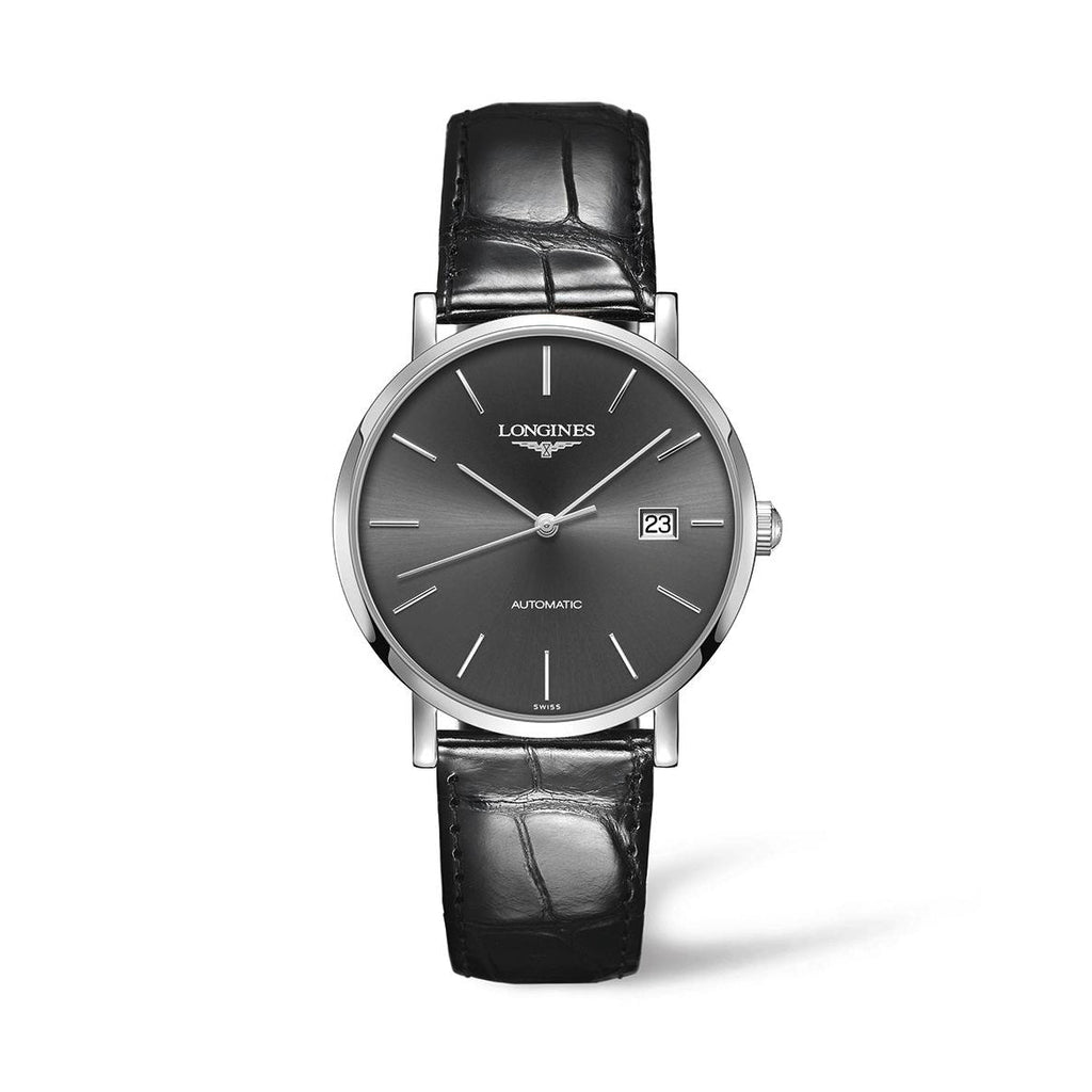 LNGS Elegant Collection 39mm Automatic Silver-Tone Dial Gent's Watch with Black Alligator Strap