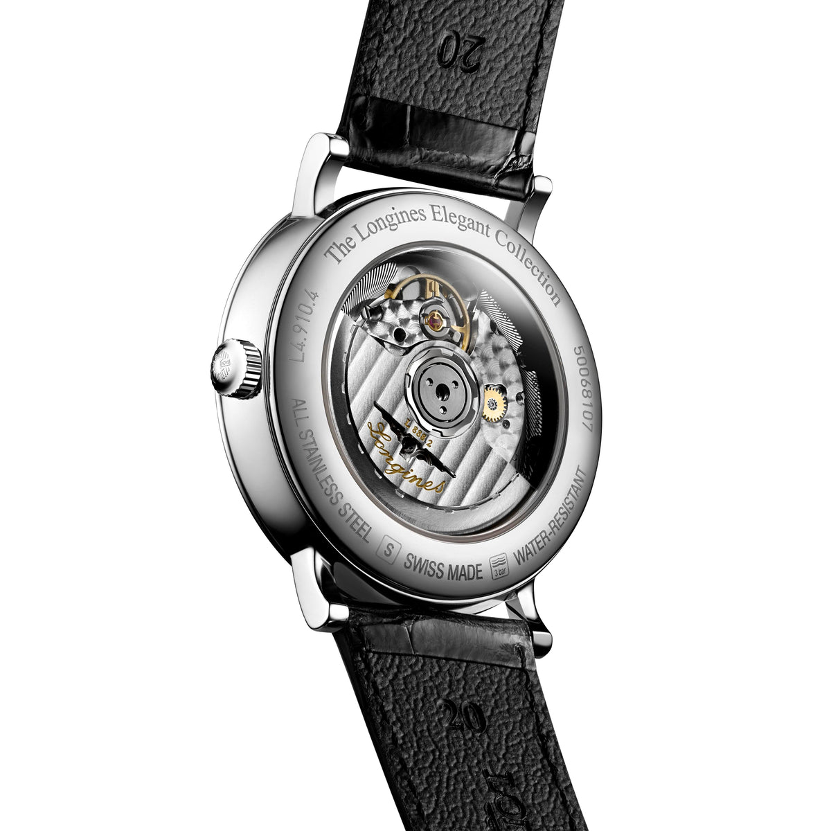 LNGS Elegant Collection 39mm Automatic Silver-Tone Dial Gent's Watch with Black Alligator Strap