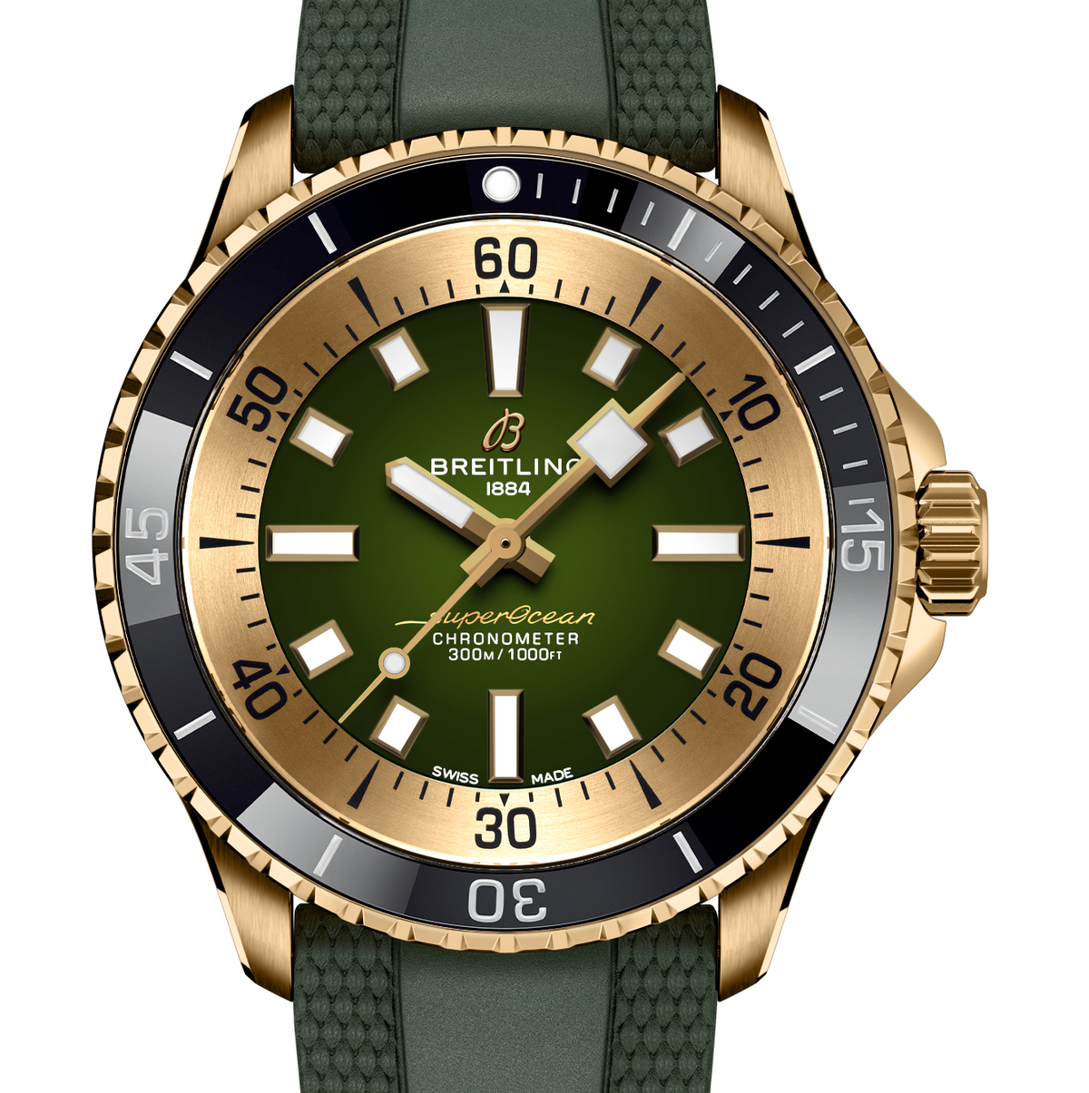 BRT Superocean Bronze Green on Rubber Watch, 42mm