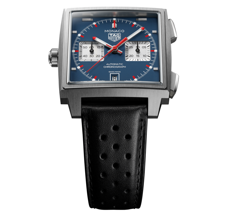 TGHR Monaco Chronograph Watch with Blue Opalin Dial
