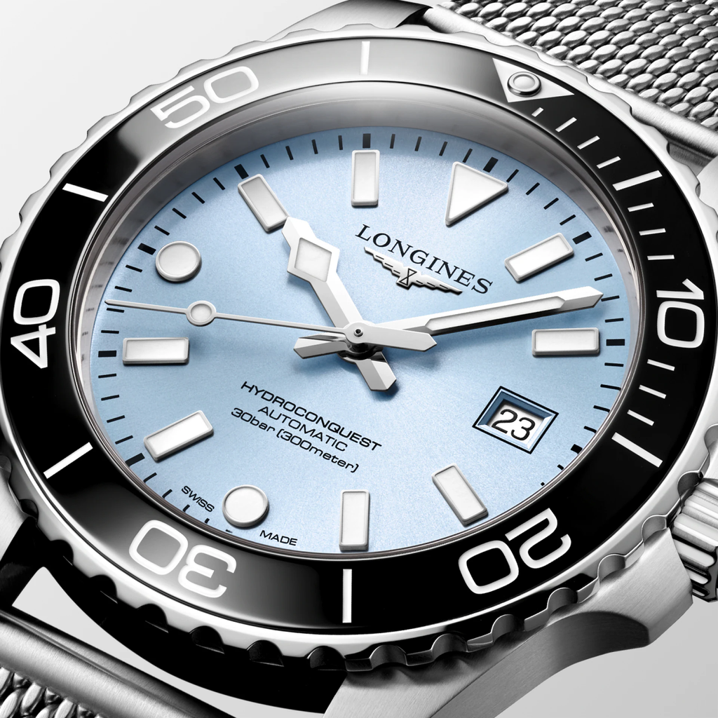 LNGS Hydroconquest 42mm Watch with Frosted Blue Dial