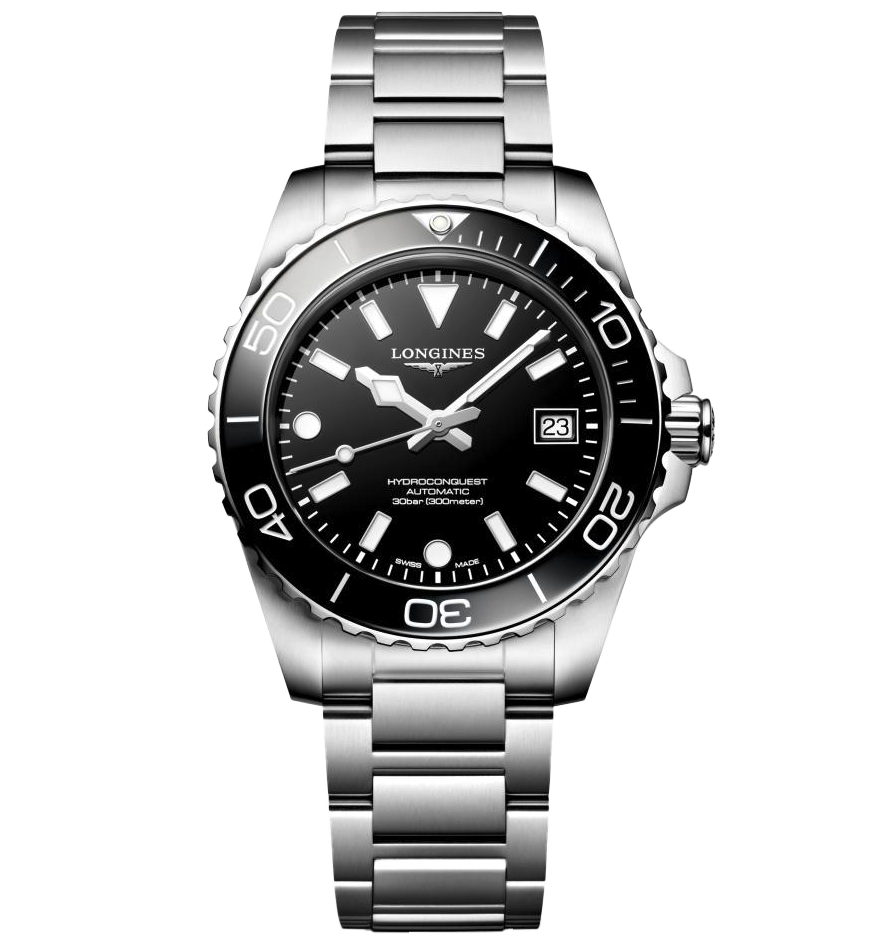 LNGS Hydroconquest 39mm Watch with Stainless Steel Bracelet