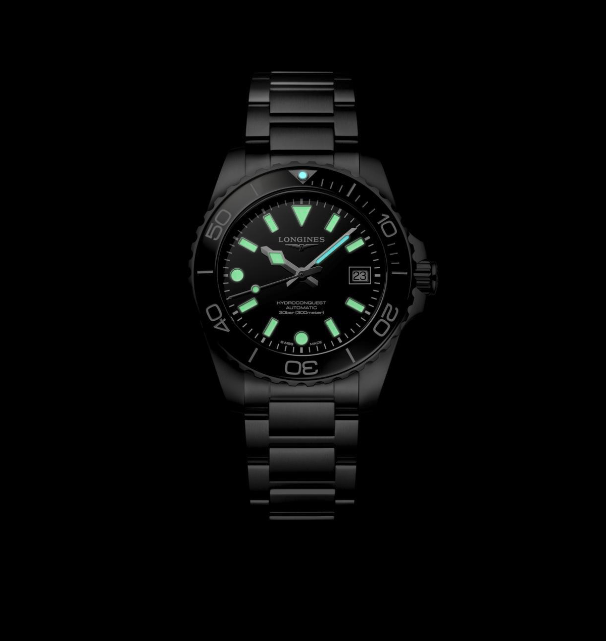 LNGS Hydroconquest 39mm Watch with Stainless Steel Bracelet