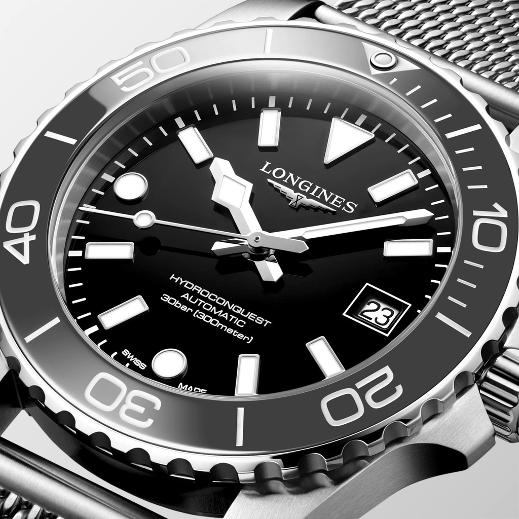 LNGS Hydroconquest 39mm Watch with Black Dial