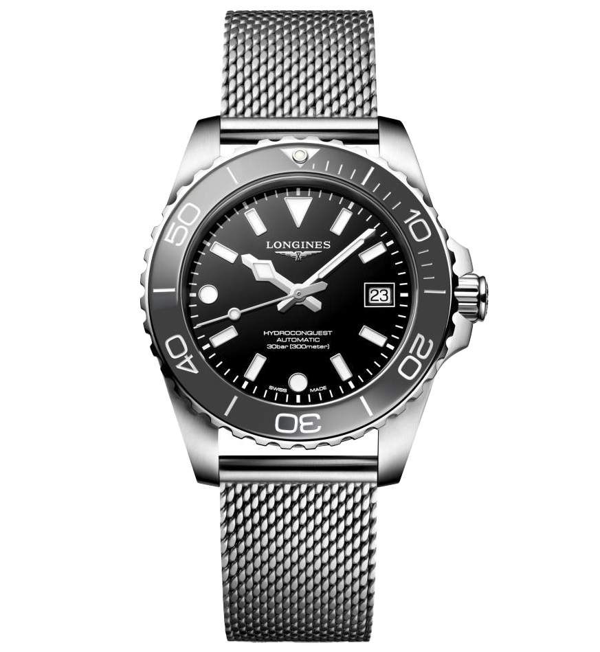 LNGS Hydroconquest 39mm Watch with Black Dial