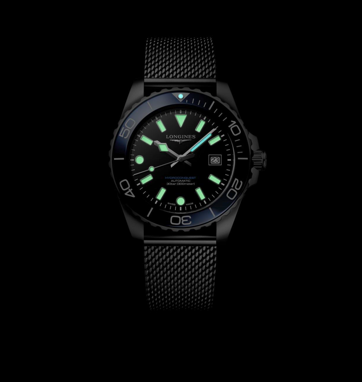 LNGS Hydroconquest 42mm Watch with Black Dial