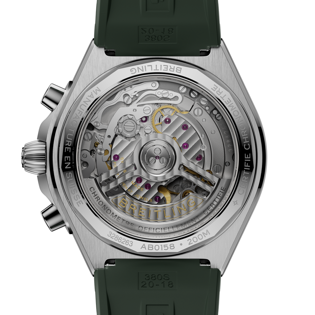 BRT Chronomat B01 Chronograph 42 Watch with Green Rubber Strap