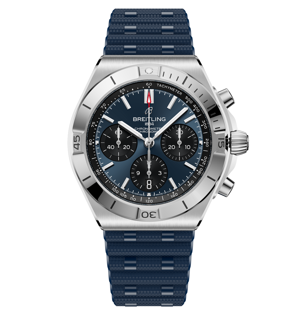 BRT Chronomat B01 Chronograph 42 Watch with Blue Rubber Strap