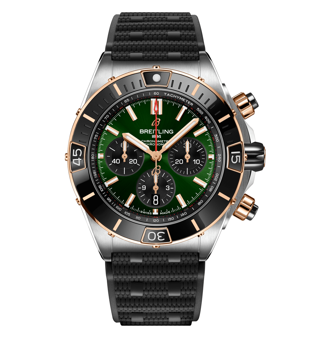 BRT Super Chronomat B01 44 Watch with Rubber Strap