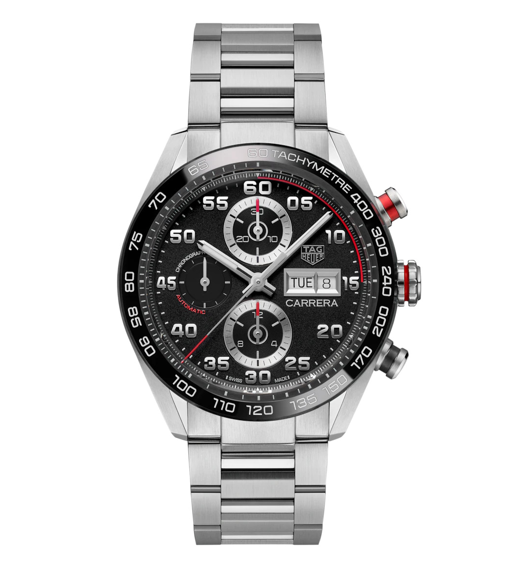 TGHR Carrera Chronograph Watch with Black Dial