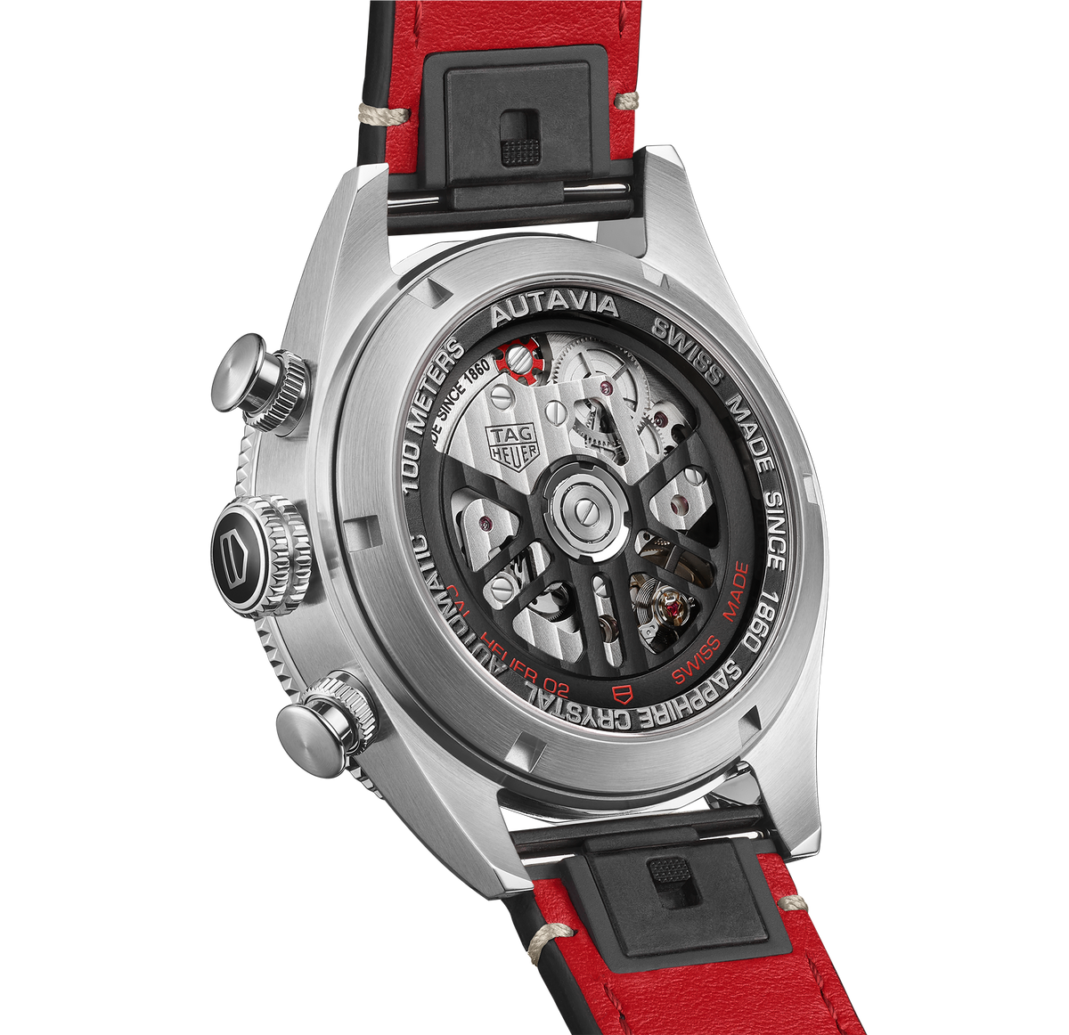 TGHR Autavia Flyback Chronometer Watch with Black Leather Strap