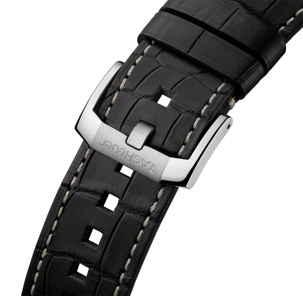 TGHR Autavia Flyback Chronometer Watch with Black Leather Strap