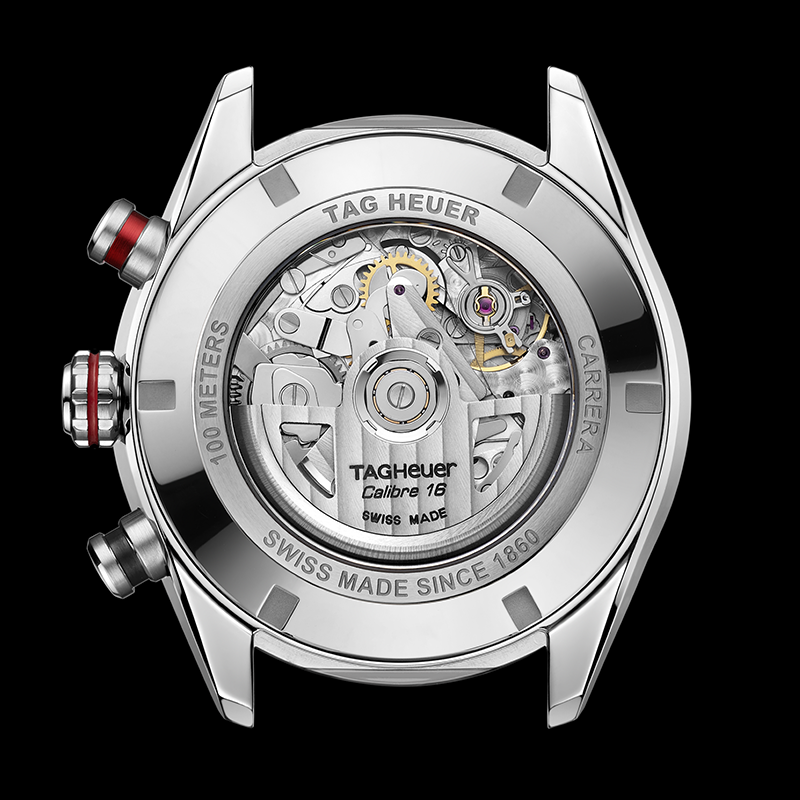 TGHR Carrera Chronograph Watch with Black Rubber Strap