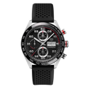 TGHR Carrera Chronograph Watch with Black Rubber Strap