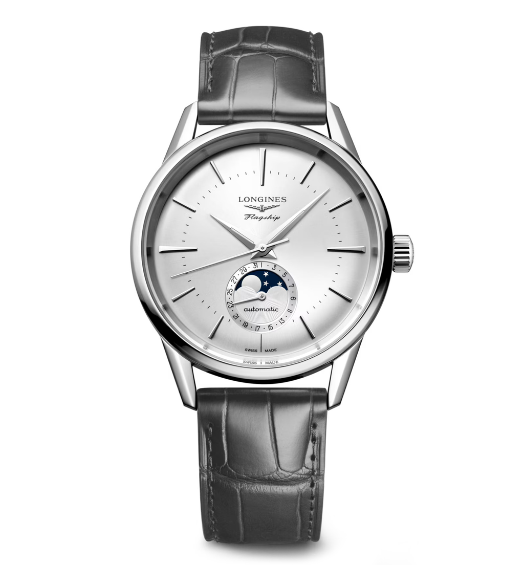 LNGS Flagship Heritage 38.50mm Watch with Black Leather Strap