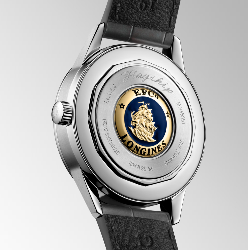 LNGS Flagship Heritage 38.50mm Watch with Black Leather Strap