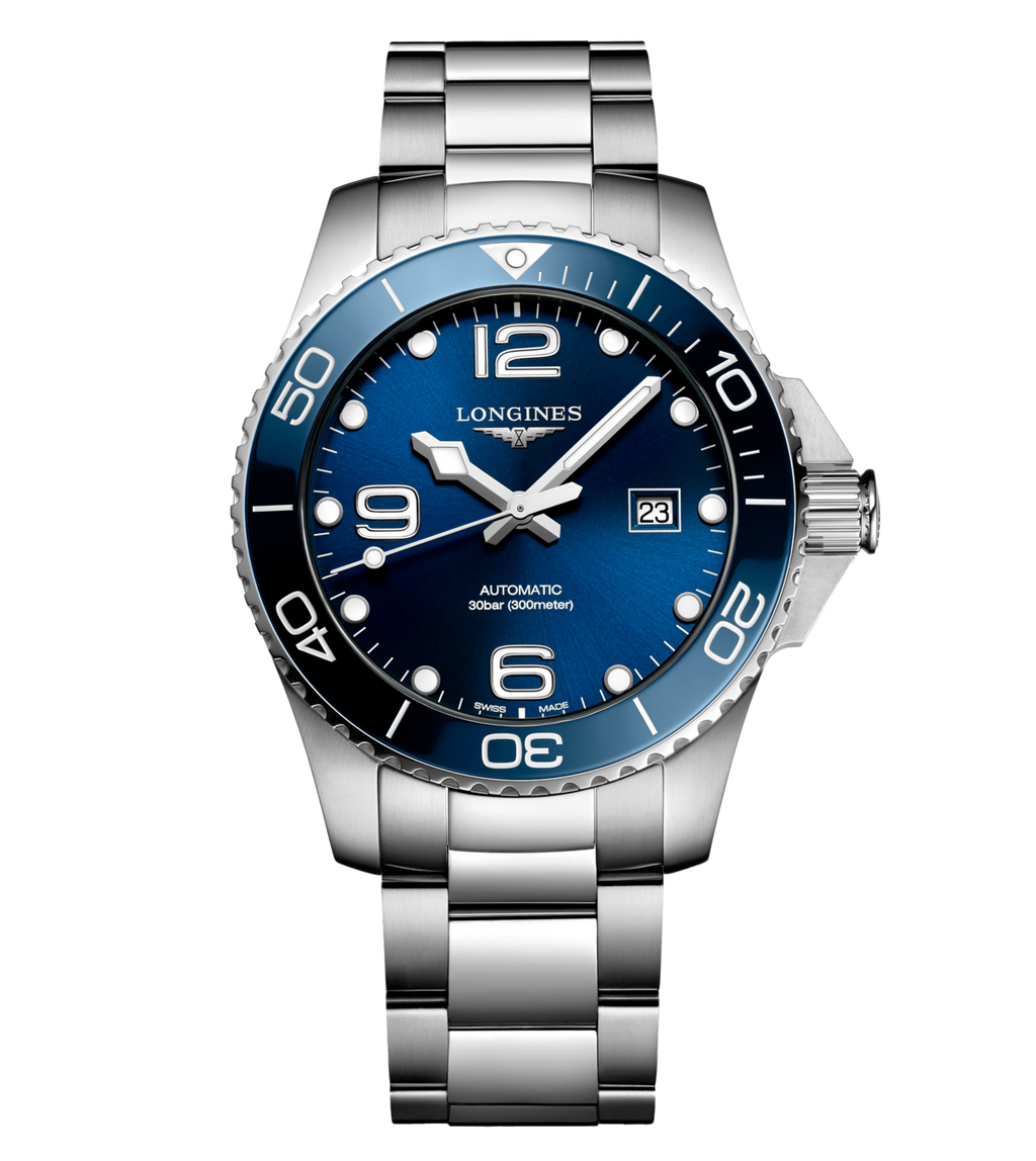 LNGS Hydroconquest 43mm Watch with Sunray Blue Dial