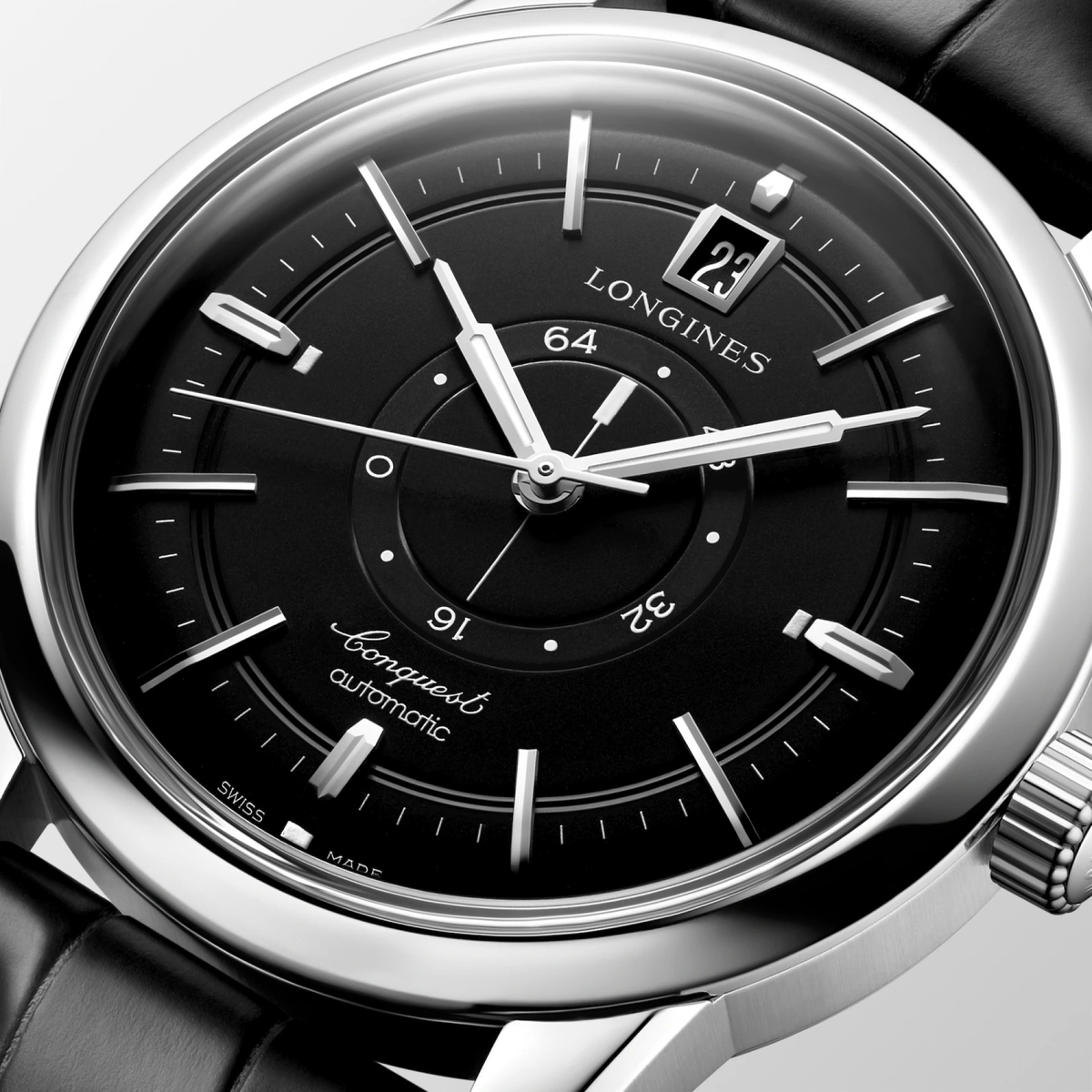 LNGS Conquest Heritage Central Power Reserve 38mm Watch with Black Dial