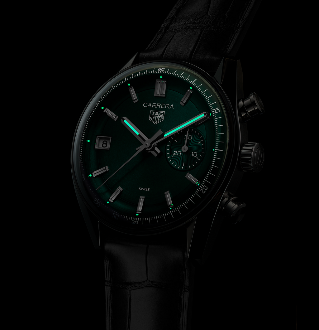 TGHR Carrera Chronograph Watch with Teal Dial