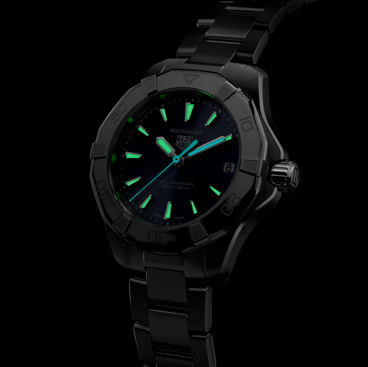 TGHR Aquaracer Professional 200 Solargraph Watch with Blue Sunray Brushed Dial