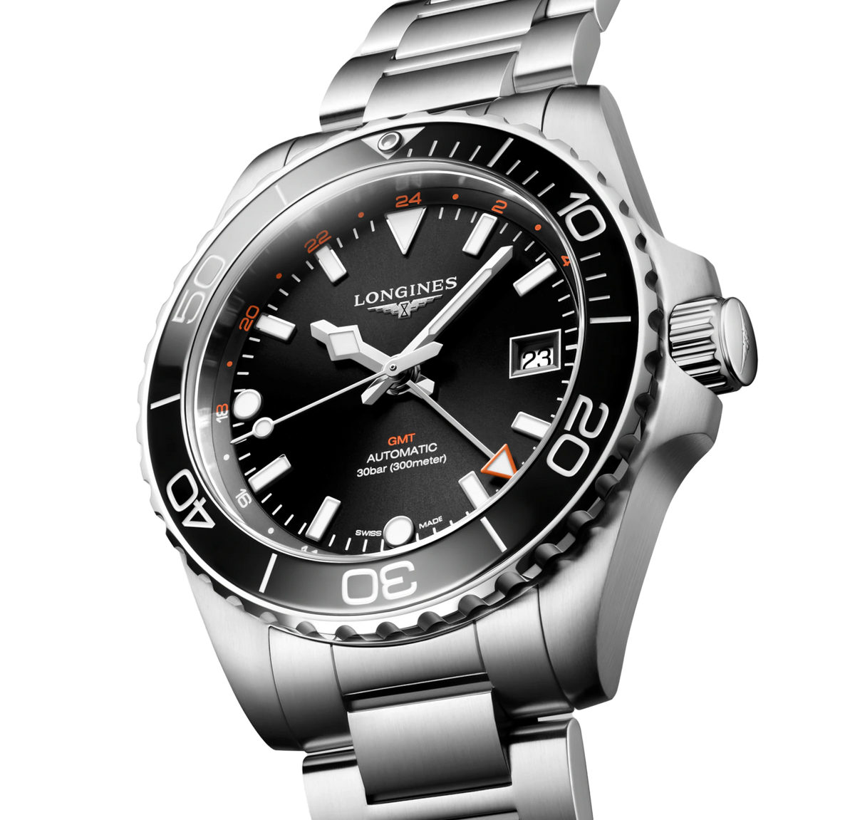LNGS Hydroconquest GMT 41mm Watch with Black Dial