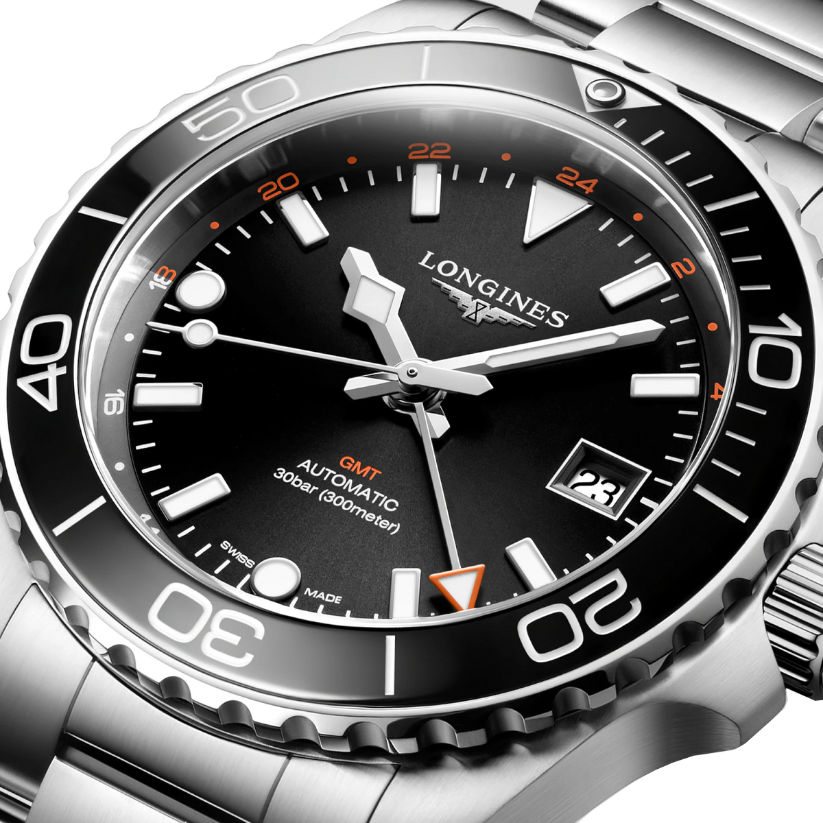 LNGS Hydroconquest GMT 41mm Watch with Black Dial