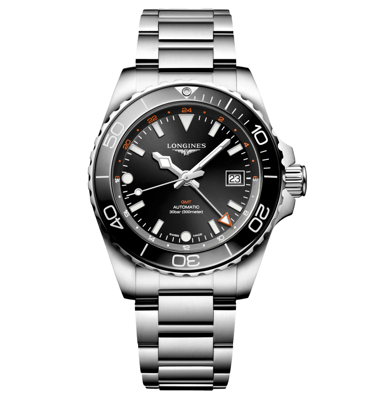 LNGS Hydroconquest GMT 41mm Watch with Black Dial