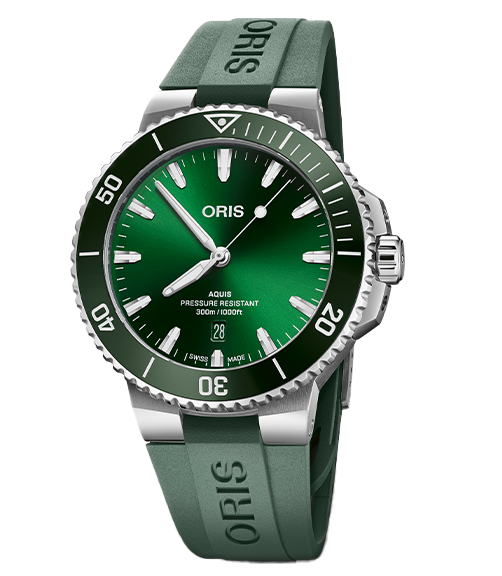 ORS Aquis Date Watch with Green Rubber Strap, 43.50mm