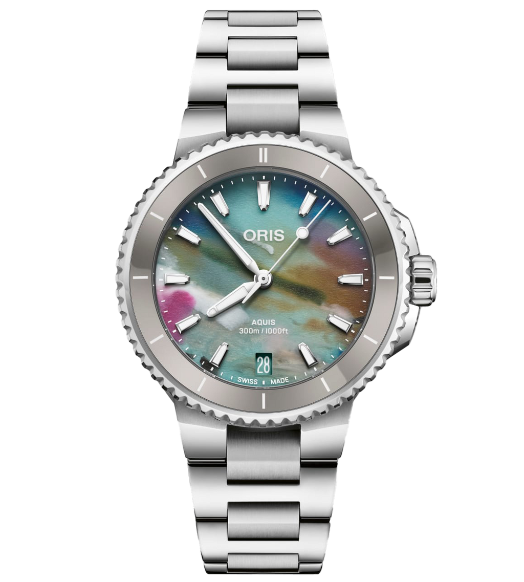 ORS Aquis Date Upcycle Watch with Multicoloured Dial, 36.50mm