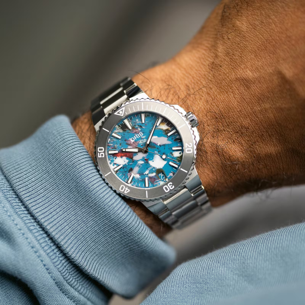 ORS Aquis Date Upcycle Calibre 400 Watch with Stainless Steel Bracelet, 43.50mm