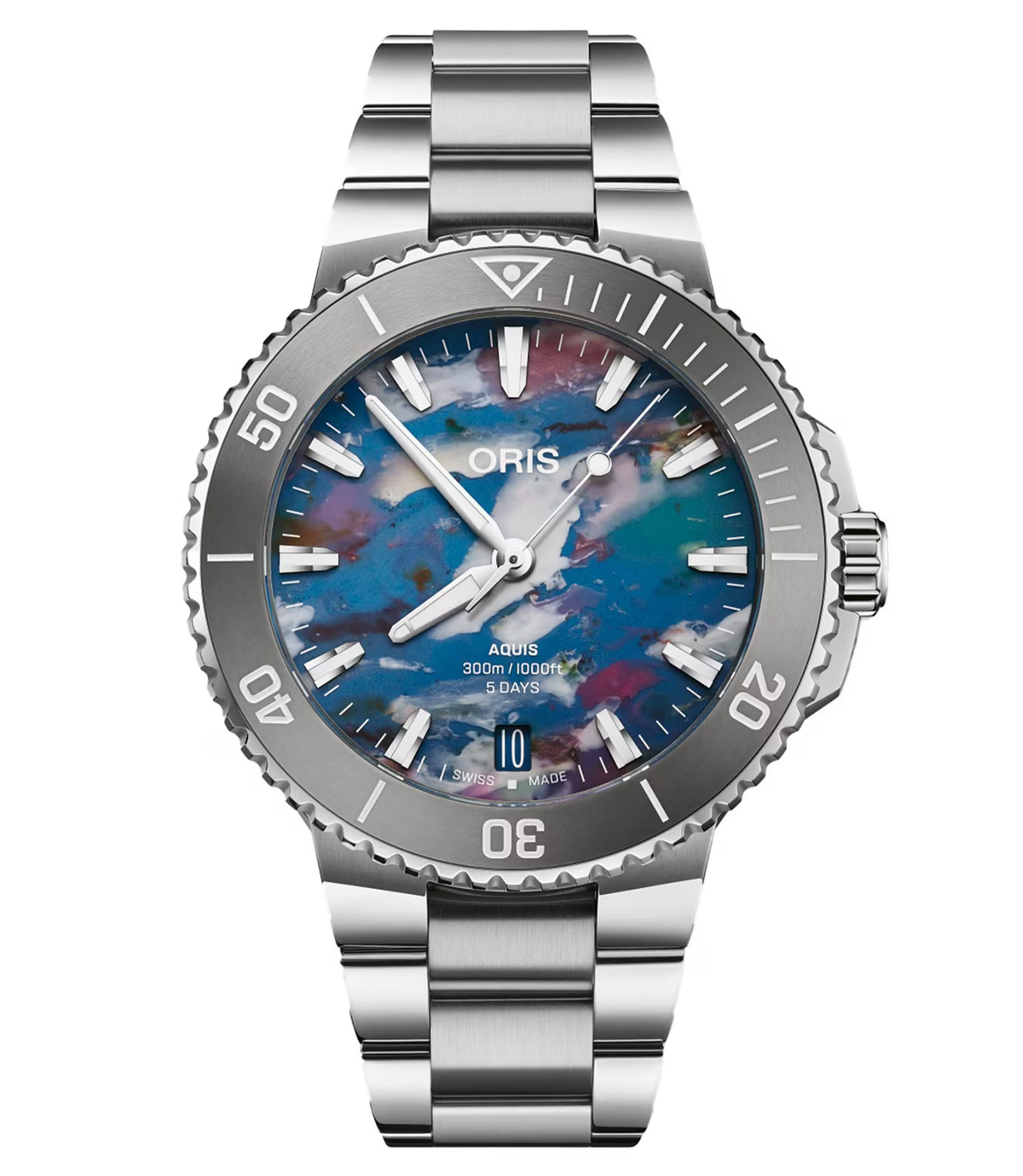 ORS Aquis Date Upcycle Calibre 400 Watch with Stainless Steel Bracelet, 43.50mm