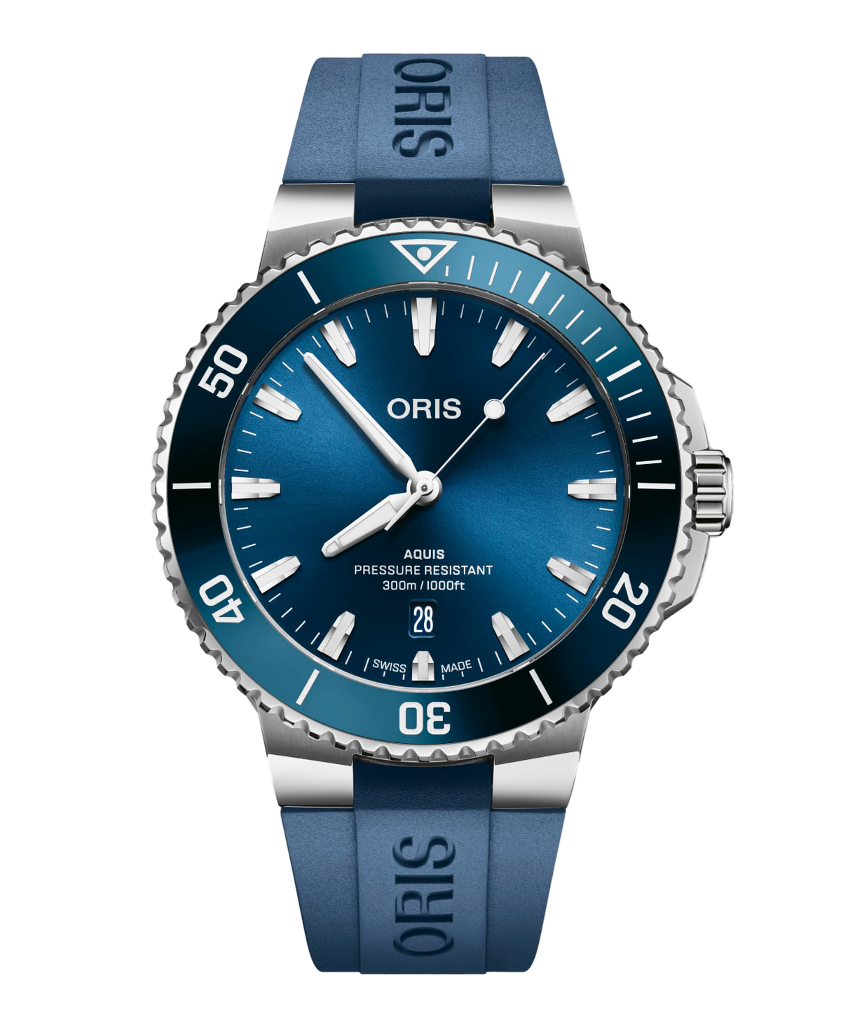 ORS Aquis Date Watch with Blue Rubber Strap, 43.50mm