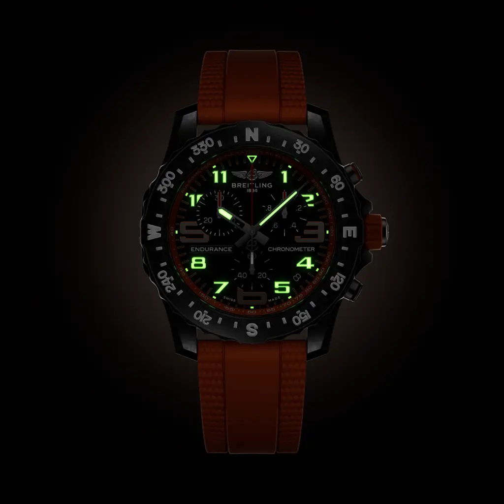 BRT Endurance Pro 44 Watch with Orange Rubber Strap