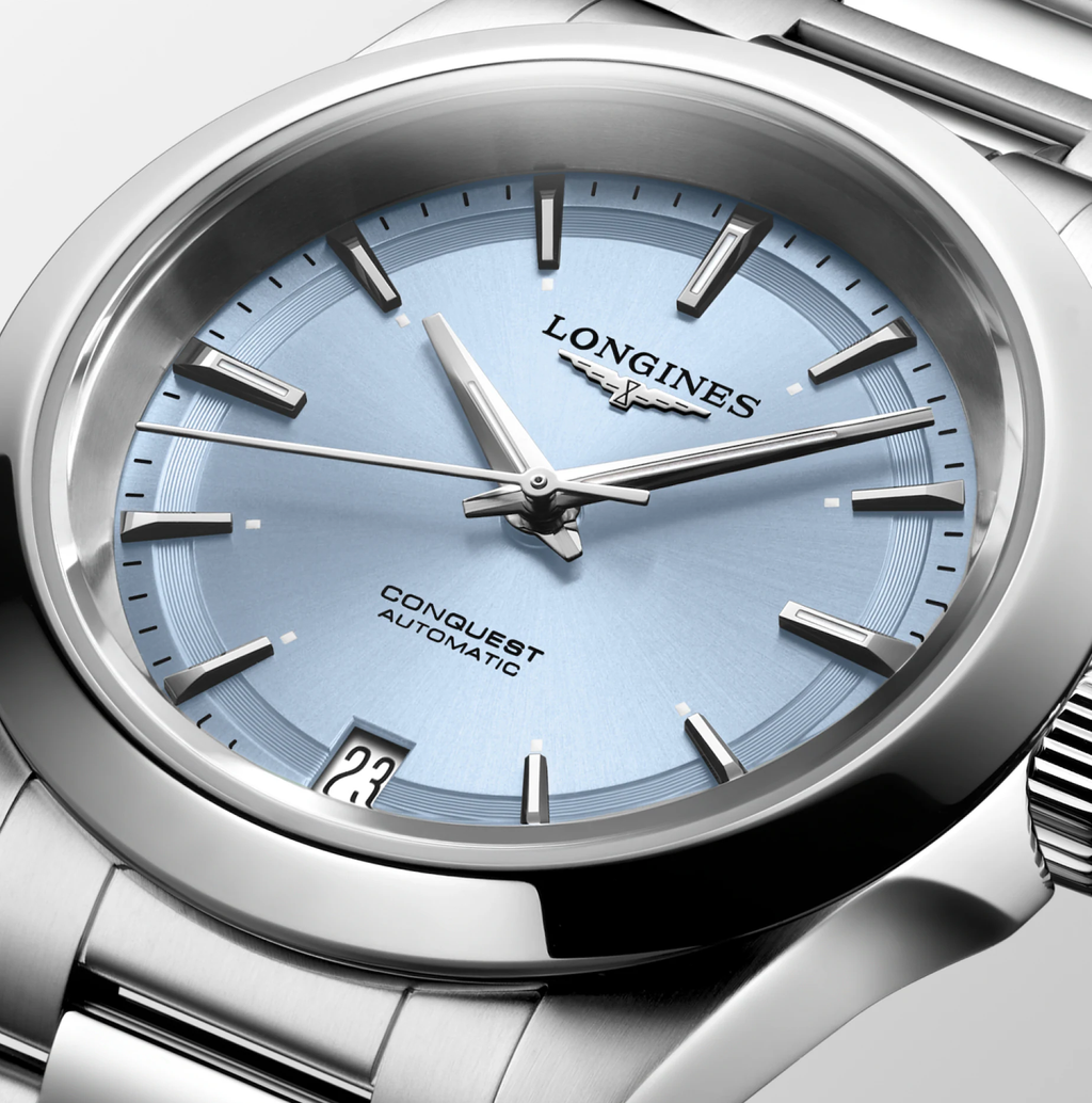 LNGS Conquest 34mm Watch with Baby Blue Dial