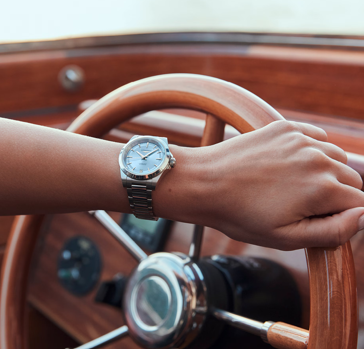 LNGS Conquest 34mm Watch with Baby Blue Dial