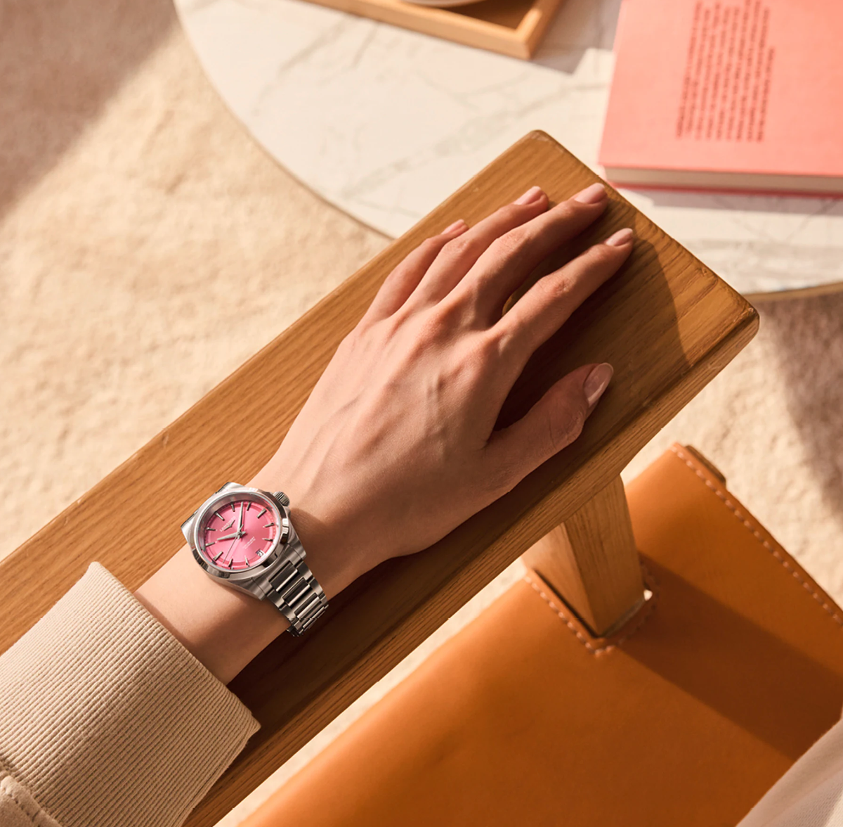 LNGS Conquest 34mm Watch with Pink Dial