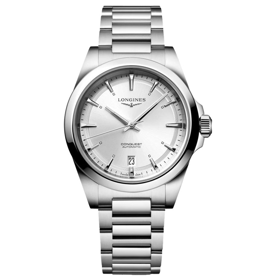 LNGS Conquest 38mm Watch with Sunray Silver Dial
