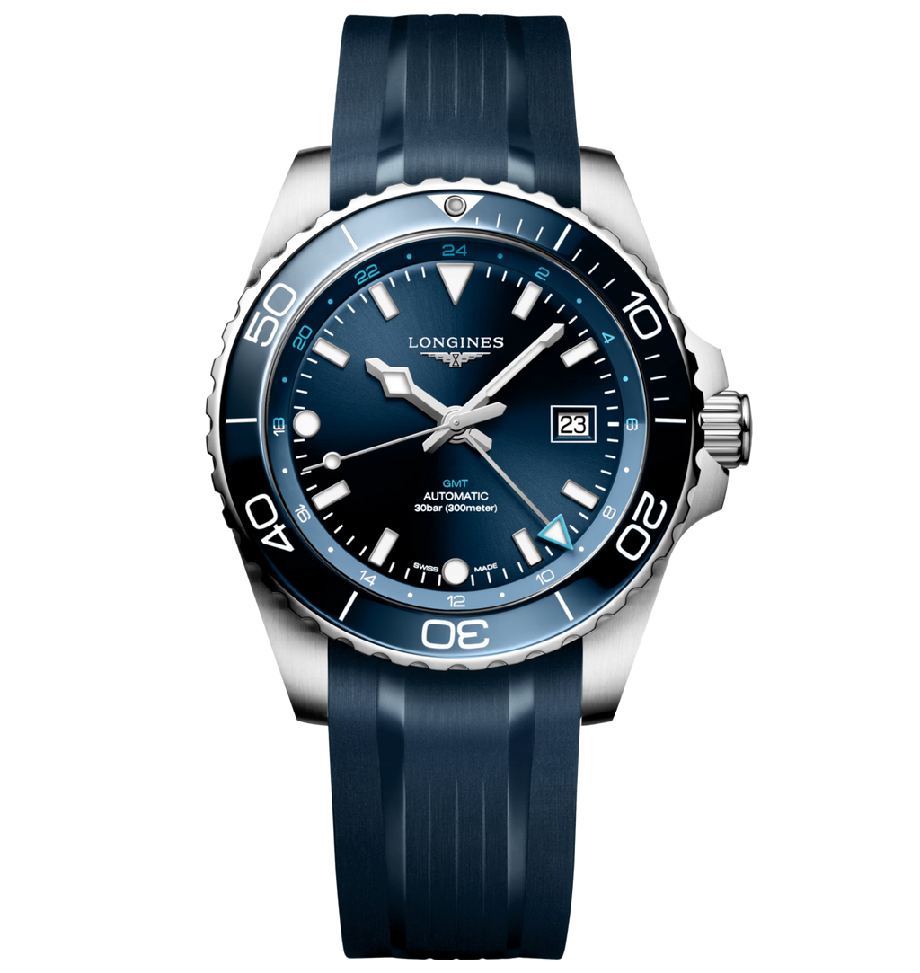 LNGS Hydroconquest GMT 43mm Watch with Rubber Strap