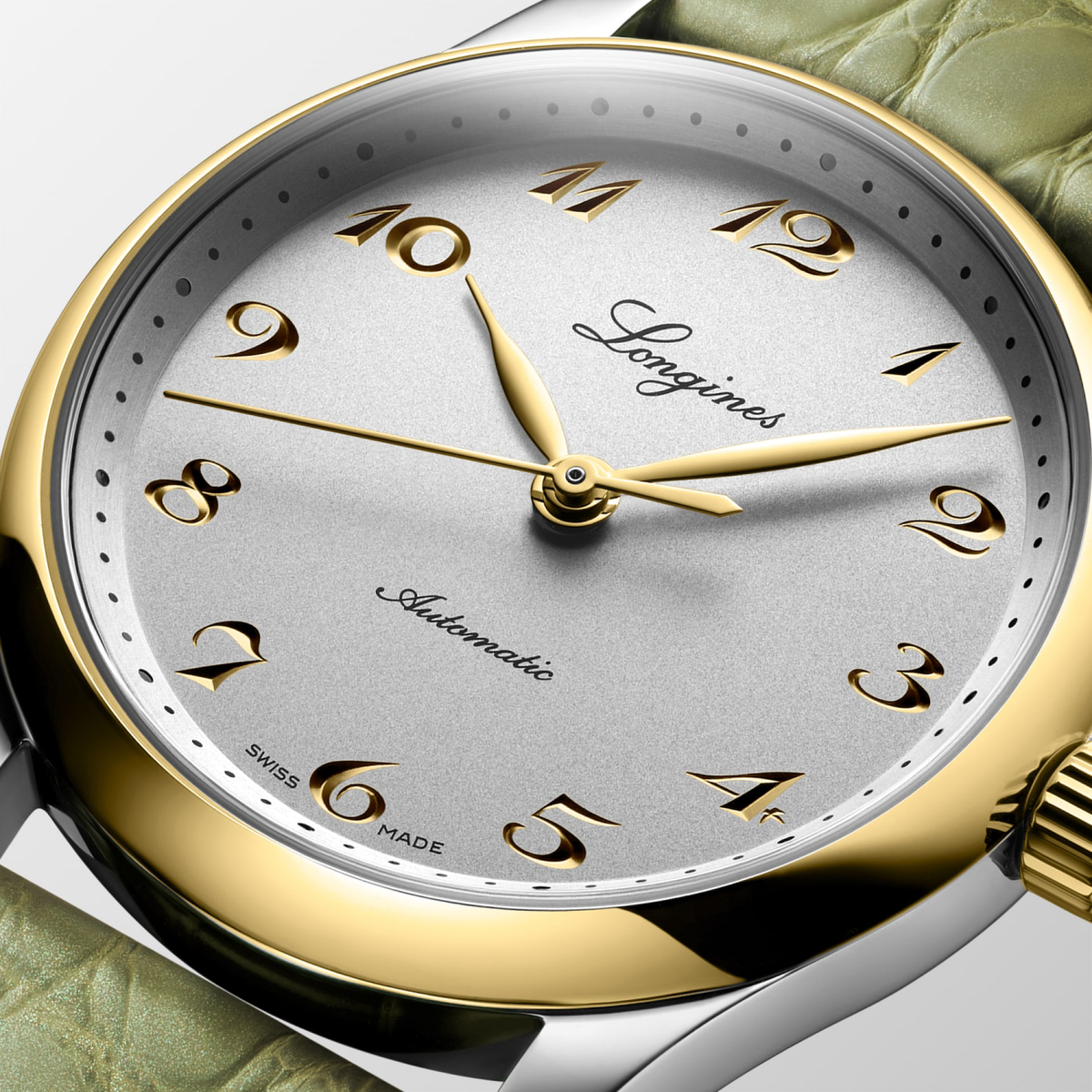 LNGS Master 34mm Watch with Green Leather Strap