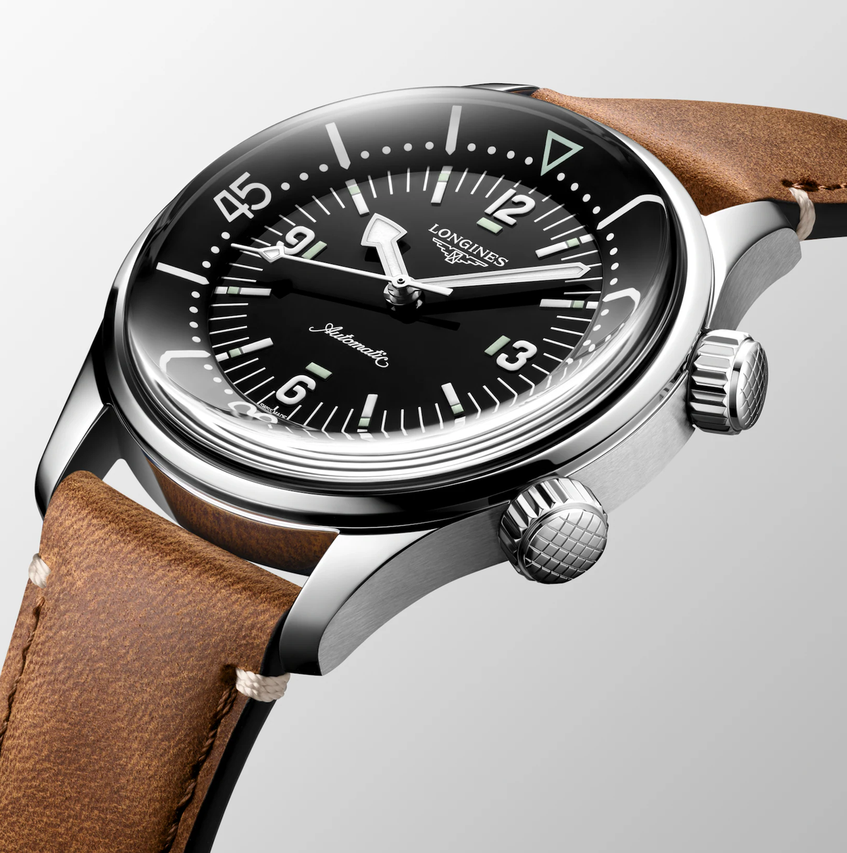 LNGS Legend Diver 39mm Watch with Leather Strap