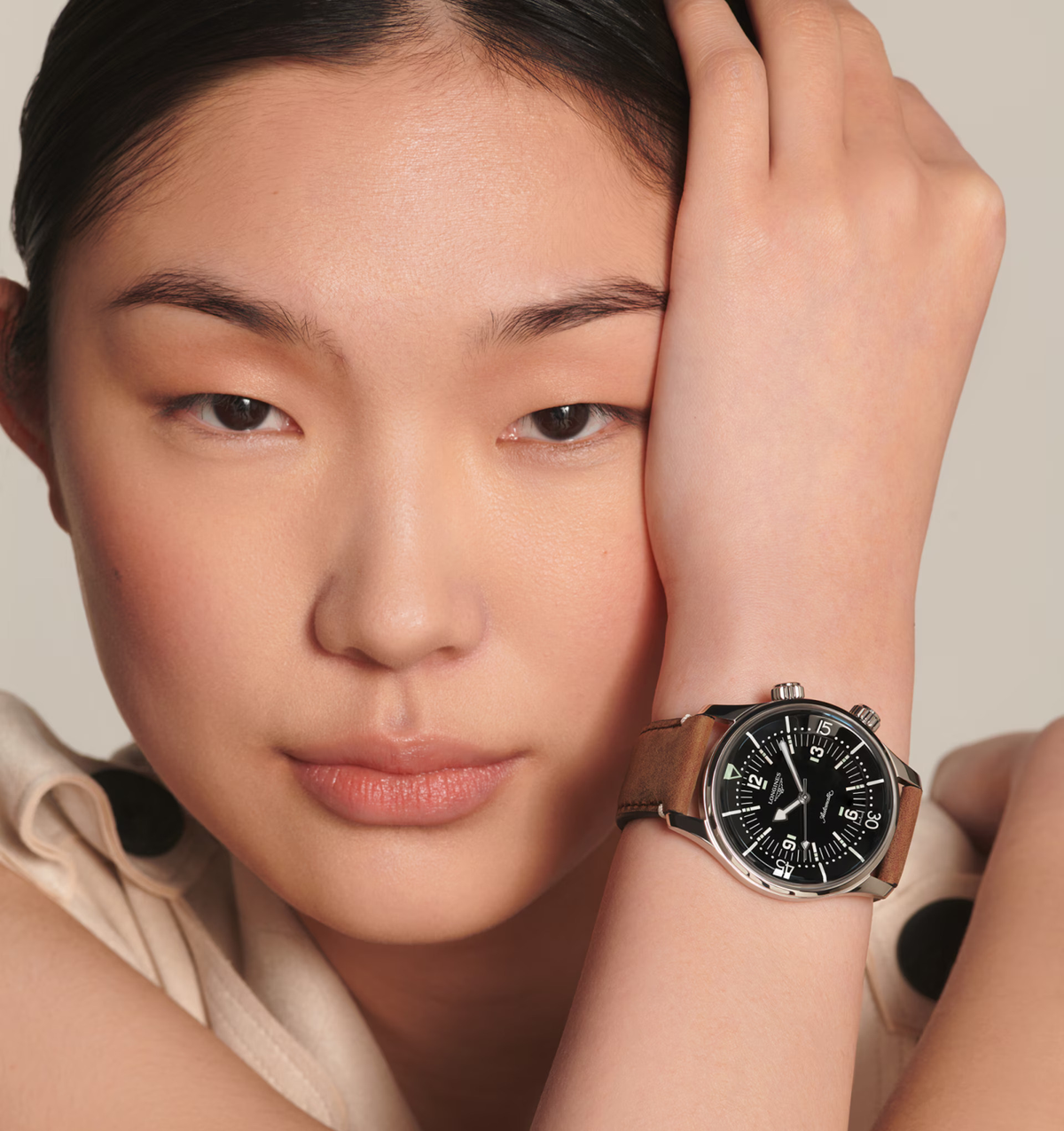 LNGS Legend Diver 39mm Watch with Leather Strap