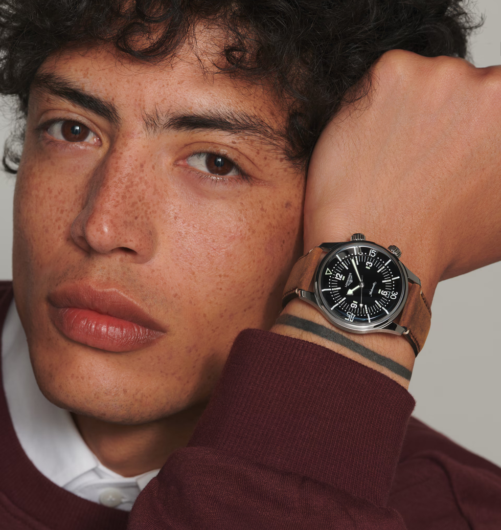 LNGS Legend Diver 39mm Watch with Leather Strap