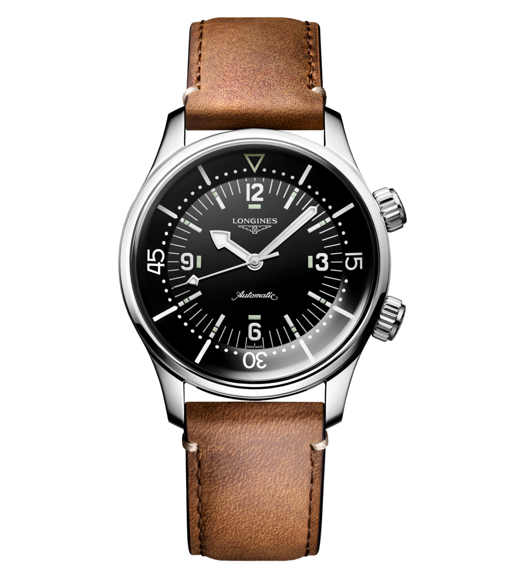 LNGS Legend Diver 39mm Watch with Leather Strap