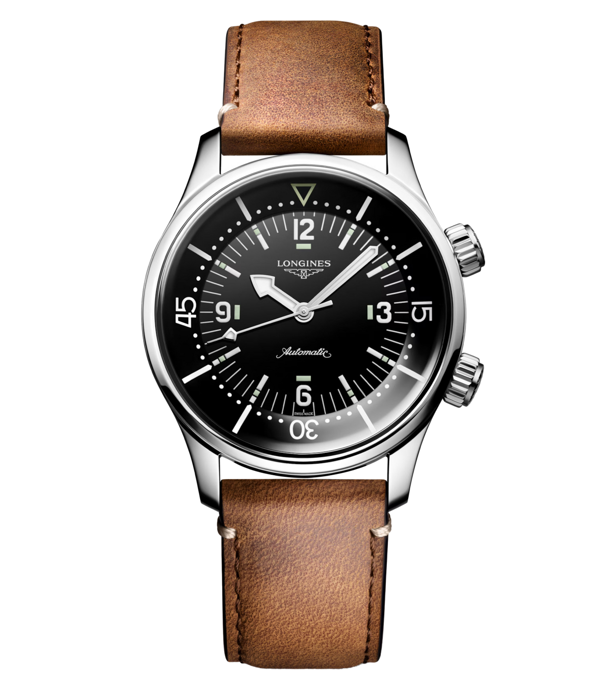 LNGS Legend Diver 39mm Watch with Leather Strap